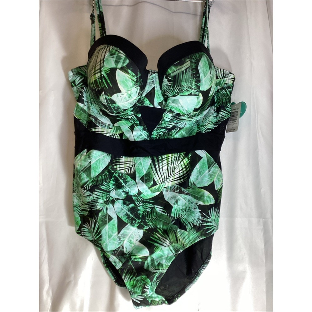 TORRID VIXEN PALM CUTOUT MESH UNDERWIRE PUSH UP 1 PC SWIMSUIT 3 22/24 $124 NWT